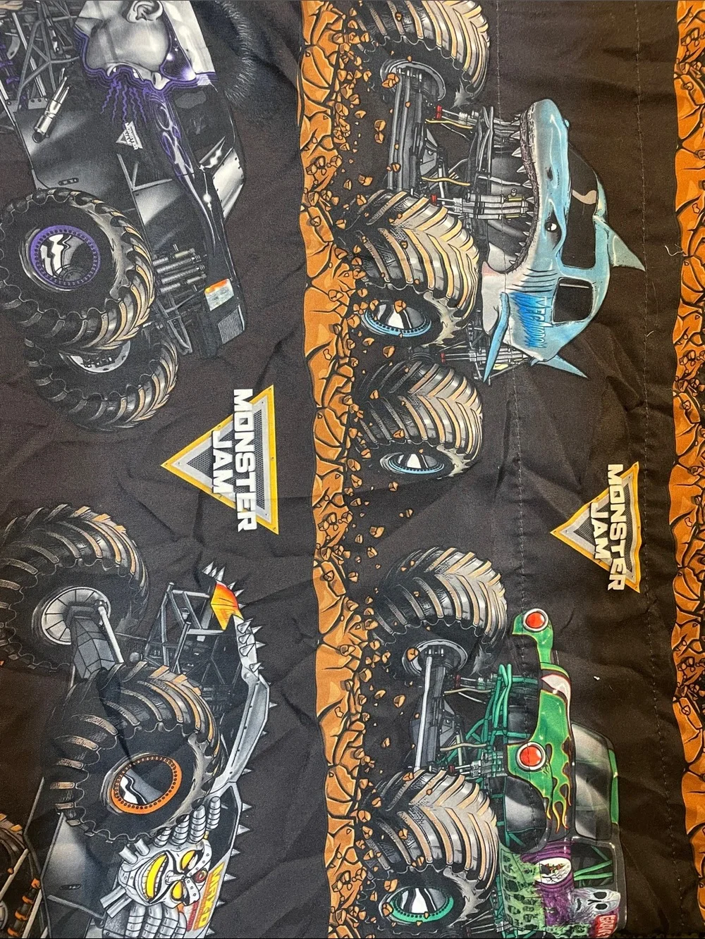 Monster Truck Print Curtains - Dark Gray Kids Drapes